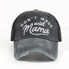 Don't Mess With Mom Ripped Ponytail Baseball Cap
