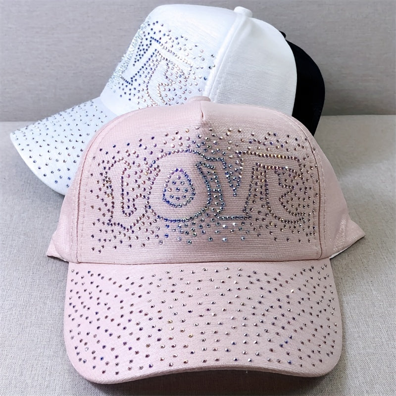 Sparkly Rhinestone Baseball Cap Adjustable Sun Hat