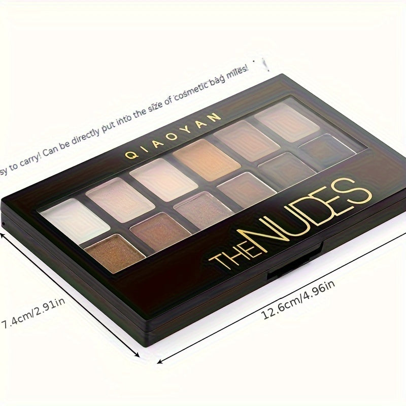 12-Color Nude Eyeshadow Palette with Mirror & Brush