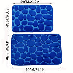 2PC Cobblestone Texture Bathroom Carpet Set