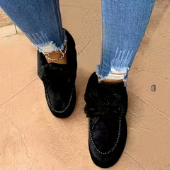 Women's Leopard Print Snow Shoes Thickened Winter Ankle Shoes