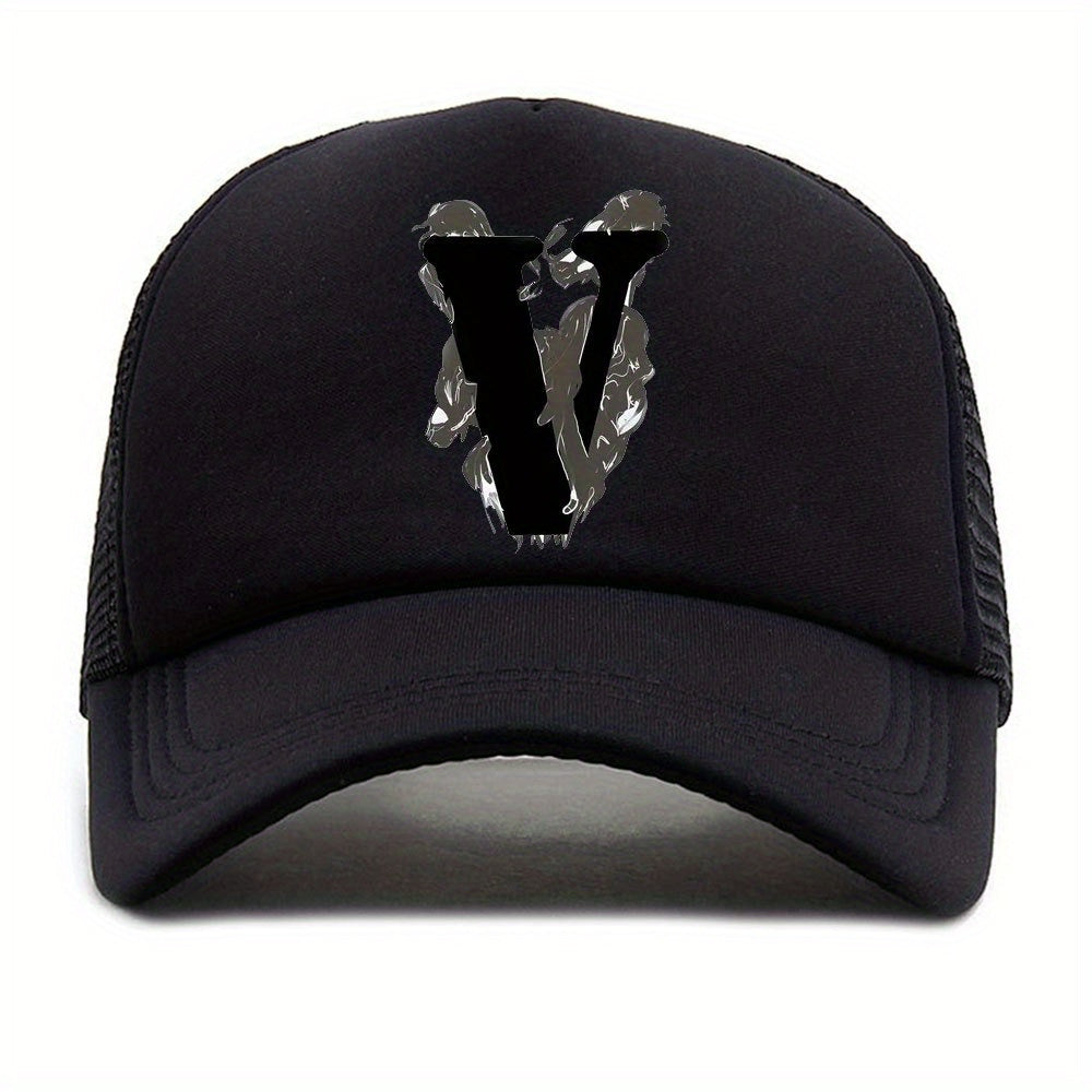 Unisex Sunshade Breathable Baseball Cap with V Embroidery