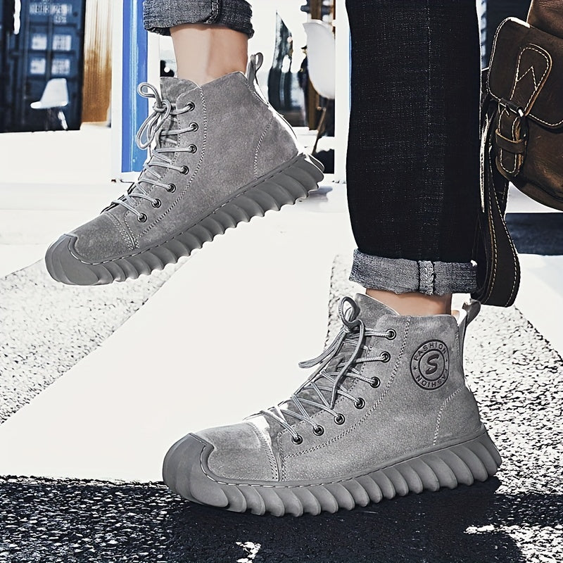 Men's Lace up Boots Cushioned Sneakers Casual Walking Shoes