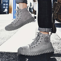 Men's Lace up Boots Cushioned Sneakers Casual Walking Shoes