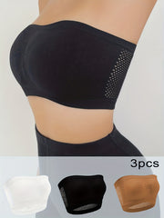 3pcs Cut Out Bandeau Bras Stretch Everyday Bra