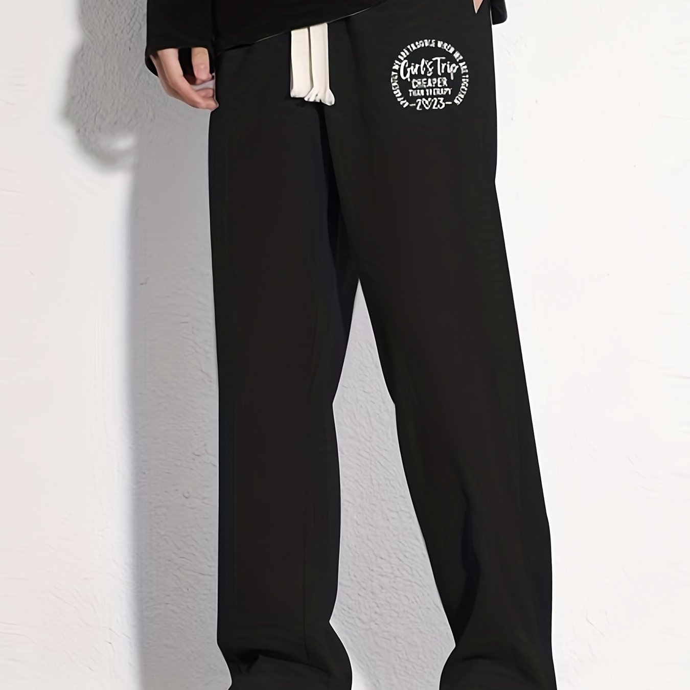 Men's Stylish Letter Print Loose Fit Drawstring Pants