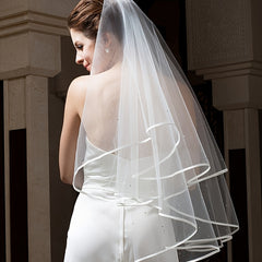 Romantic Style Bridesmaid Veil Hair Comb with Double Sided Ribbon Trim 1m