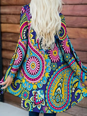 Graphic Print Open Front Cardigan Long Sleeve Casual Cardigan