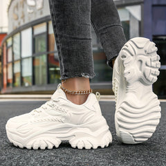 Women's Mesh Chunky Sneakers Lace Up Outdoor Shoes Low Top Walking Shoes