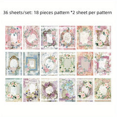 36 Sheets Retro Sweet Flowers Decoration Paper Variety Can Be Collaged