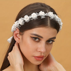 Crystal Flower Headband Tiara for Women Hairband Bridal Wreath Wedding Hair