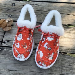 Women's Christmas Style Snow Boots with Santa Claus Reindeer Patterns