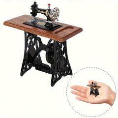 1:12 Scale Vintage Sewing Machine Dollhouse Accessory with Wooden Base