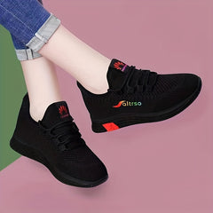 Women's Mesh Running Shoes Lace-Up Outdoor Sneakers