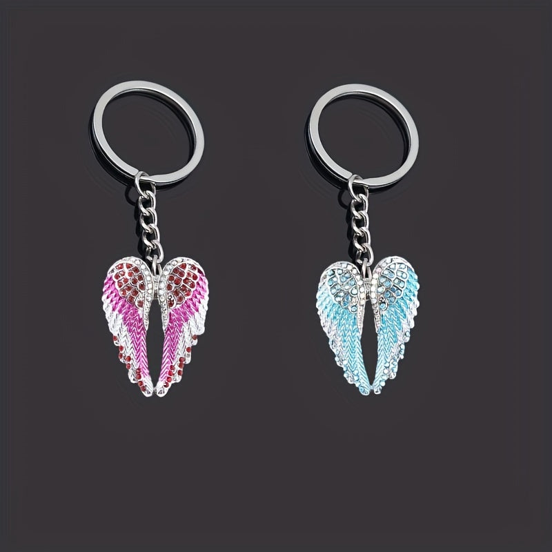 Angel Wings Rhinestone Enamel Keychain