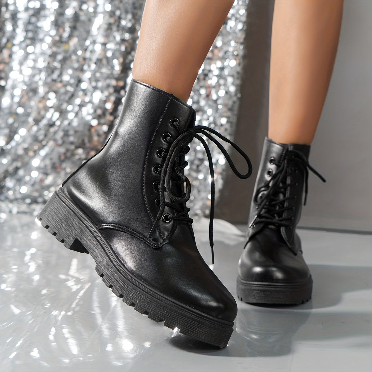 Women's Platform Lace-Up Ankle Boots