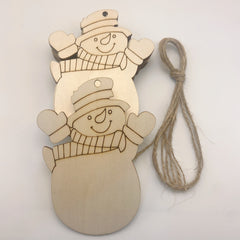 10pcs Snowman Christmas Decoration DIY Hand-painted Wooden Chips Blank Pendant