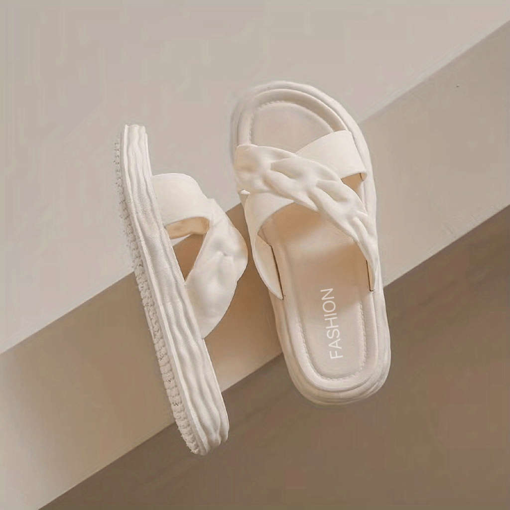 Cross Strap Slides Soft Sole Pillow Slides Casual Platform Shoes