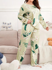 Lounge Set Women's Plus Floral Print Long