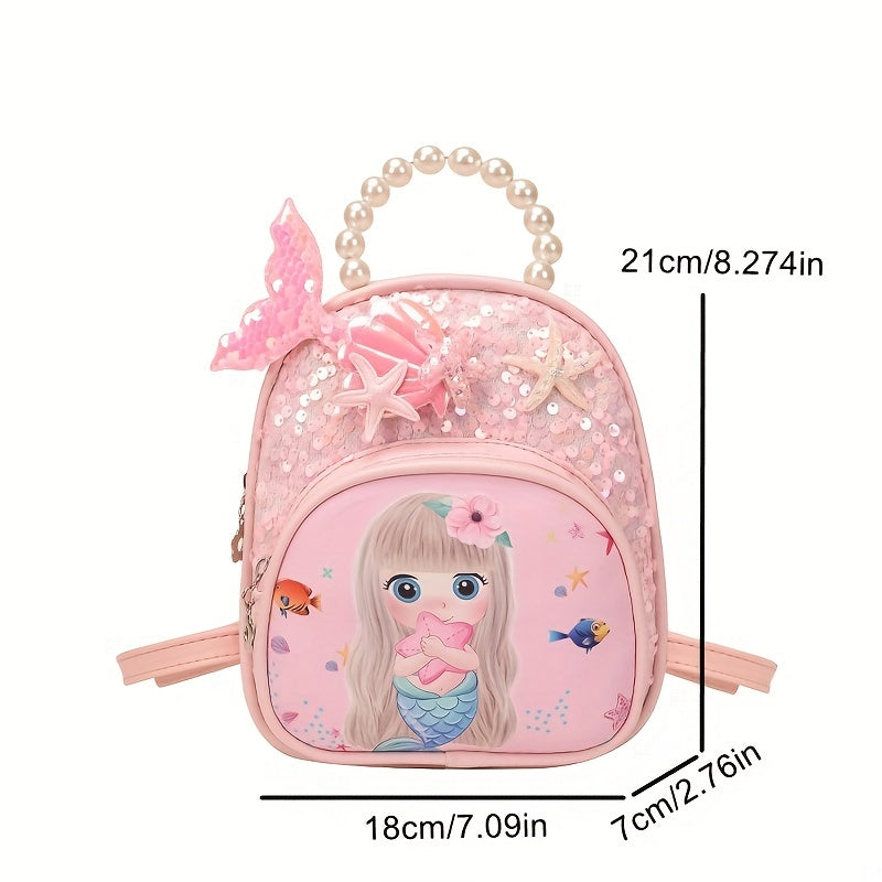 Casual Sequin Backpack Faux Pearl Beaded Starfish Decor