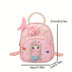 Casual Sequin Backpack Faux Pearl Beaded Starfish Decor