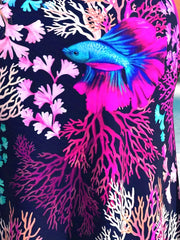 Fish Print Ring Split Strap Tankini Set