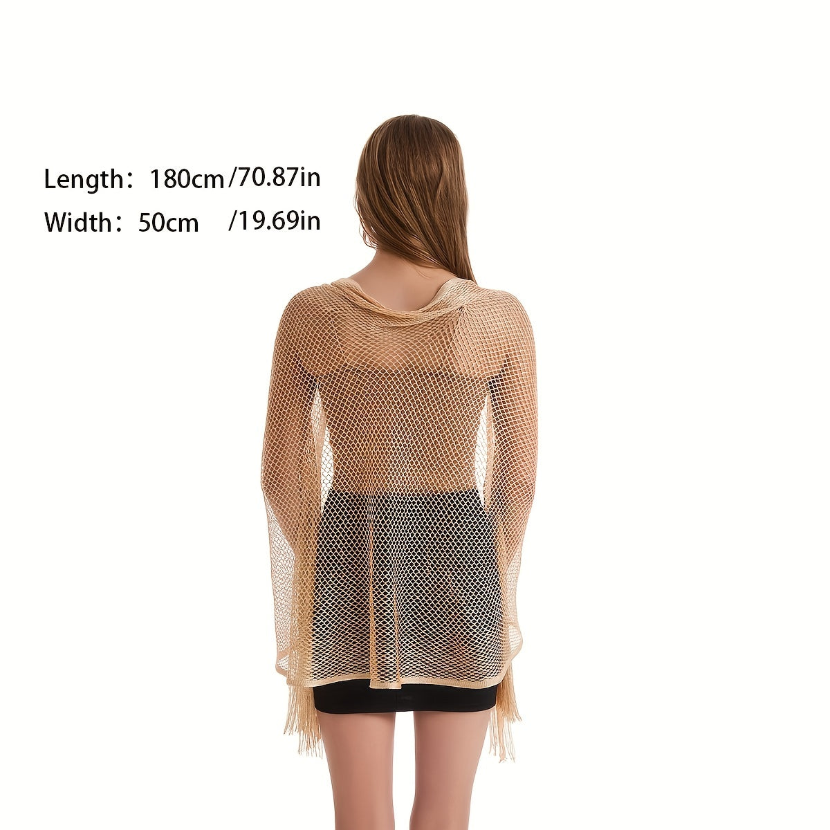 Glitter Wrap Thin Cape Tassel Scarf Sunproof Bikini Cover Up