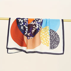 Geometric Print Bandana Block Shawl Satin Square Scarf Neckerchief Head Wrap