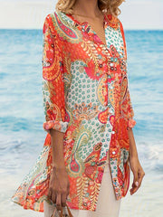 Paisley Floral Print Boho Blouse Plus Size