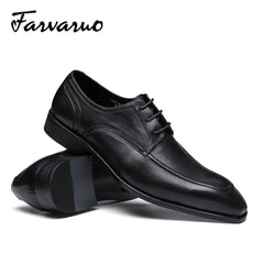 FARWARWO Men's Leather Derby Shoes Pointed Toe Formal Dress Shoes