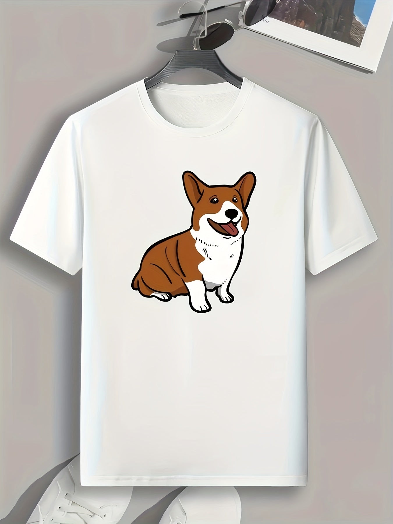 Corgi Print Men's Sports T-Shirt for Fitness, Summer Outdoor Wear - Gift for Men