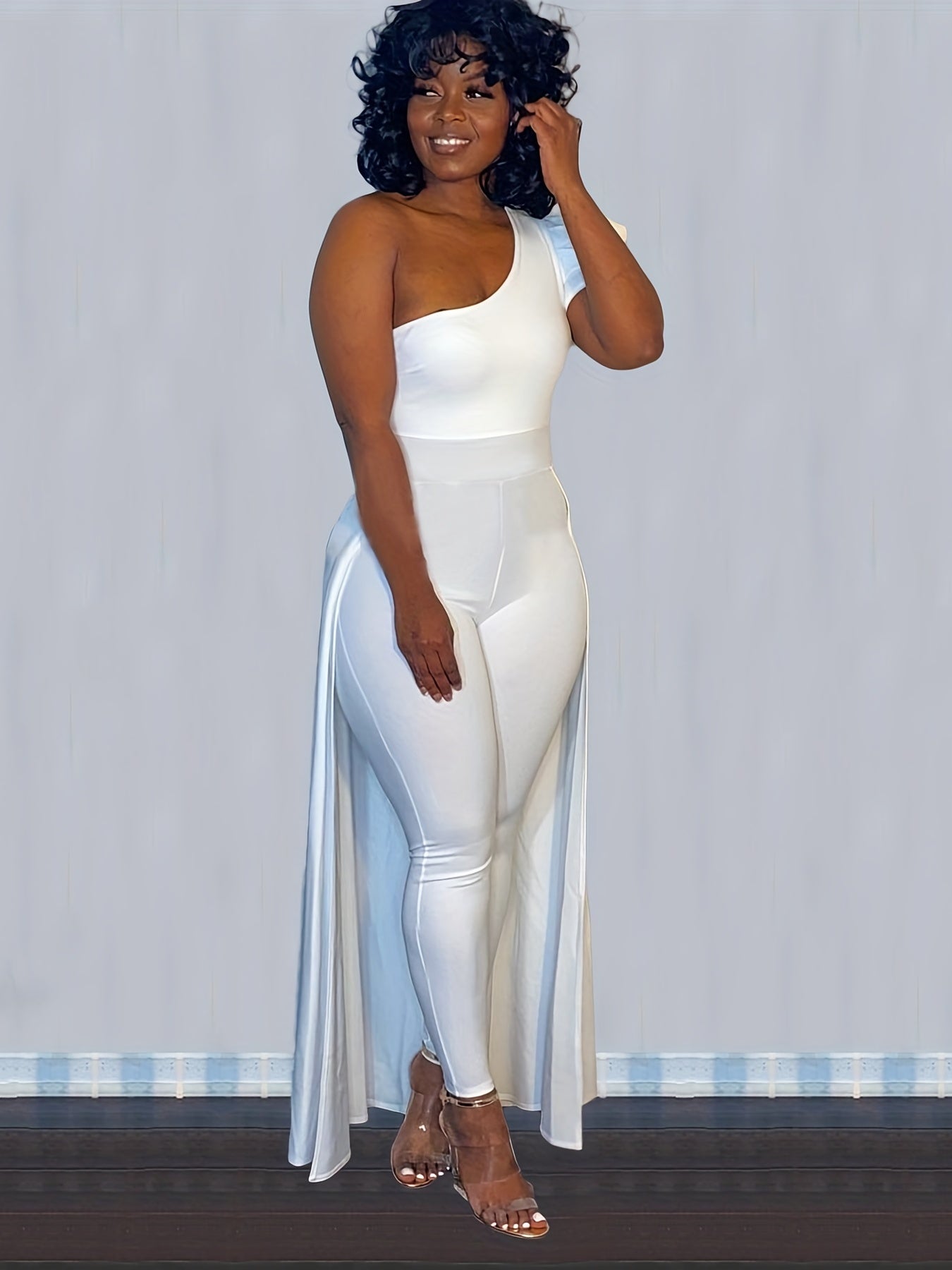 One Shoulder Jumpsuit With Overskirt Slim Casual Women's Clothing