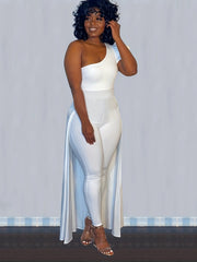One Shoulder Jumpsuit With Overskirt Slim Casual Women's Clothing