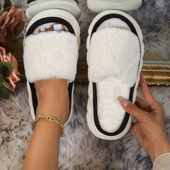 Women's Plush Platform Slippers Warm & Cozy Soft Sole Shoes