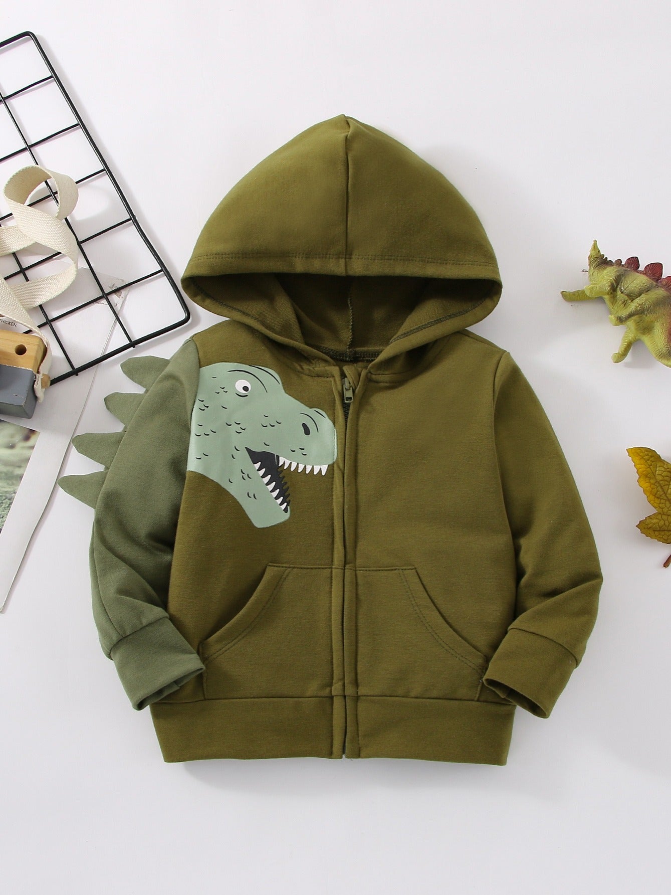 Dinosaur Print Long Sleeve Hoodie for Kids