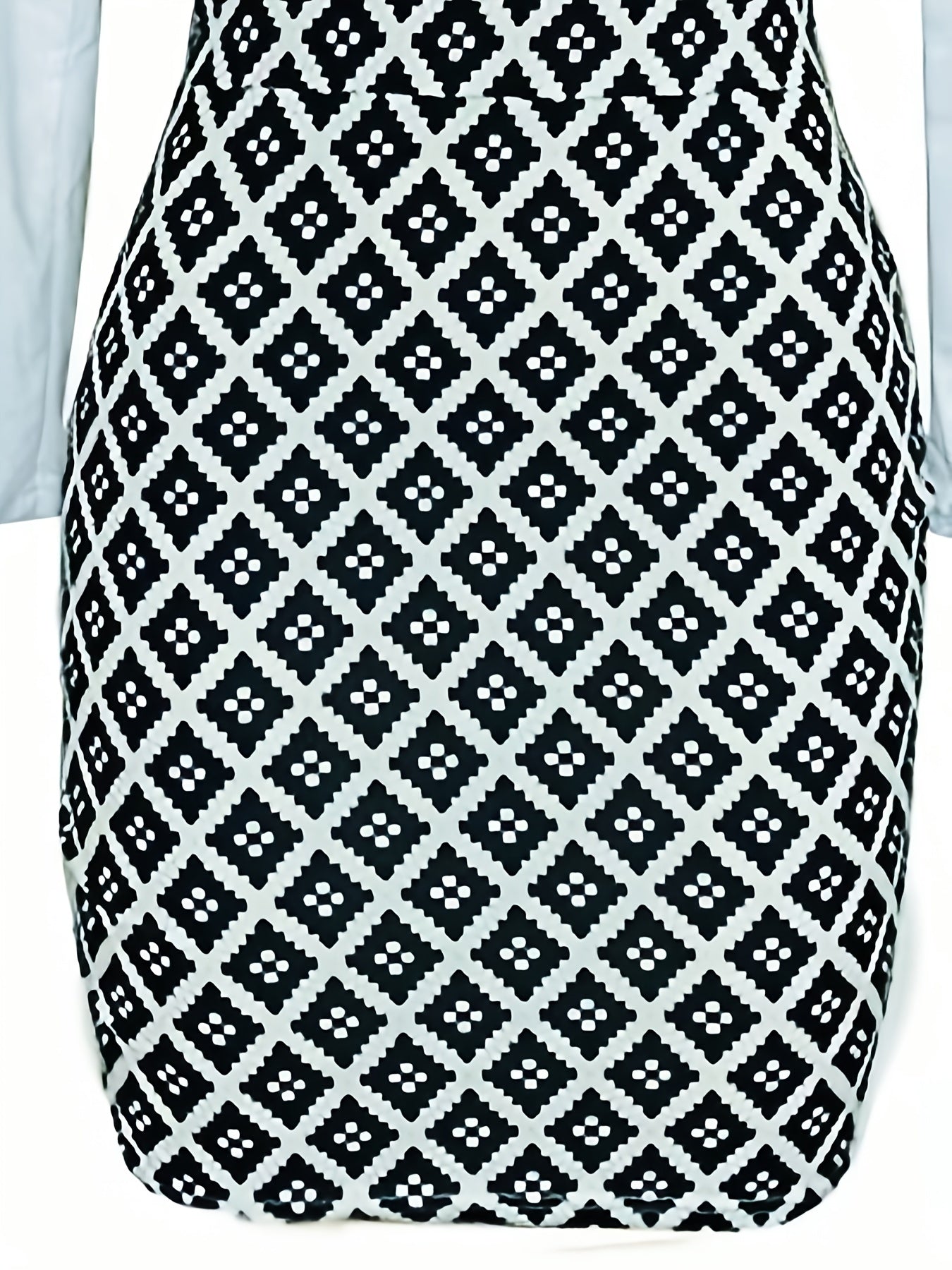 Geometric Print Surplice Neck Dress Long Sleeve Bodycon Dress