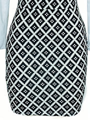 Geometric Print Surplice Neck Dress Long Sleeve Bodycon Dress