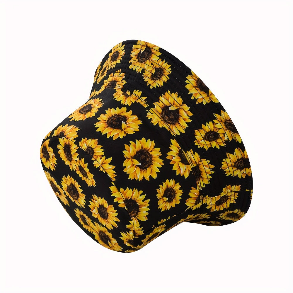 Unisex Floral Pattern Bucket Hat Double Sided Sun Hat