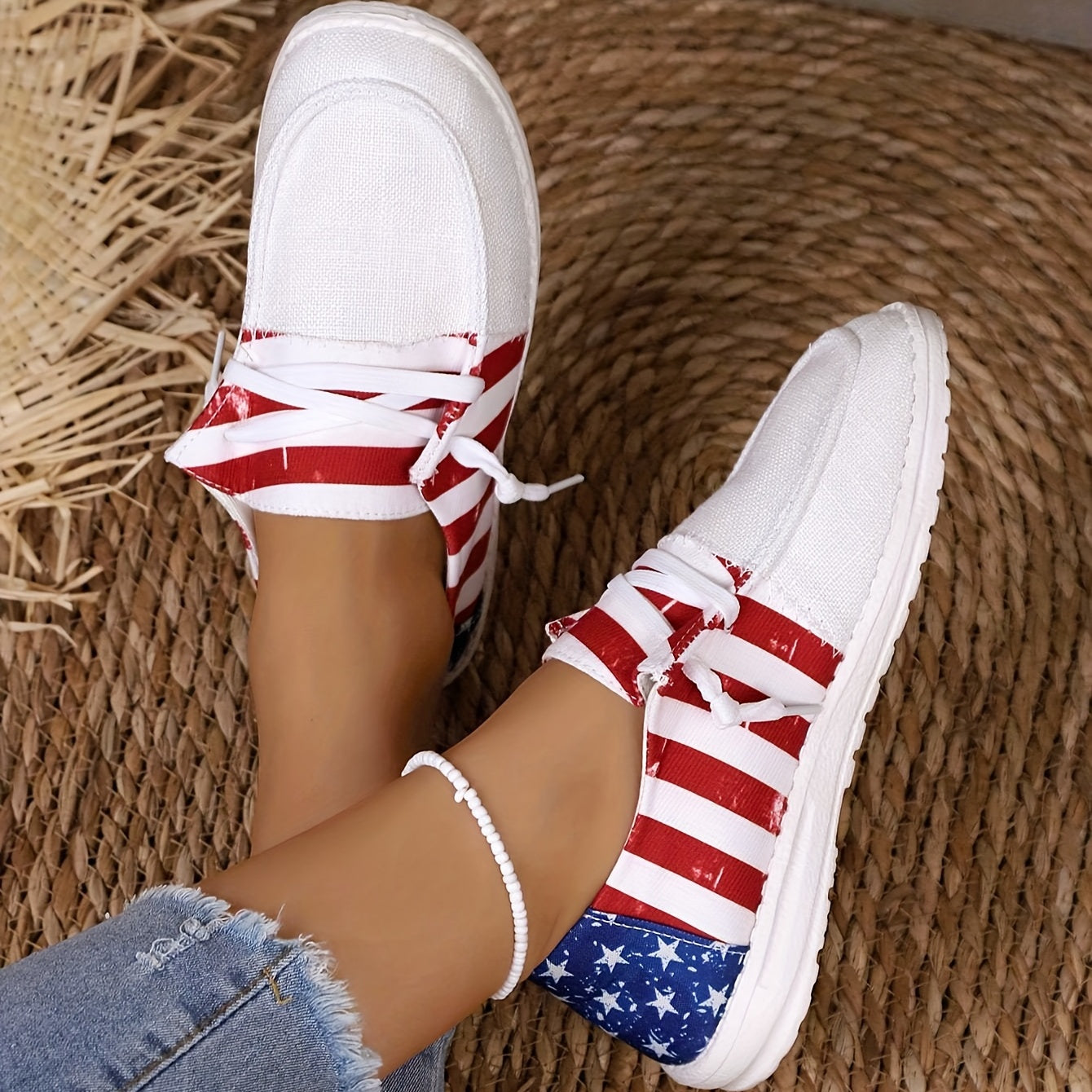 Women's Star Spangled Canvas Shoes Casual Lightweight Low Top Shoes