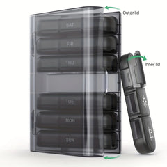 Weekly Pill Organizer 3 Times Portable Pill Box 7 Large Containers Light Proof