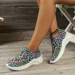 Women's Colorblock Print Slip On Sneakers Non Slip Lightweight Shoes