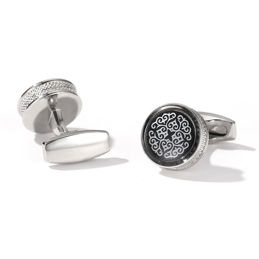 Vintage Round Silver Shirt Cufflinks for Men
