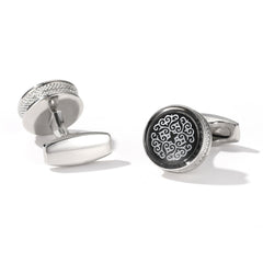 Vintage Round Silver Shirt Cufflinks for Men