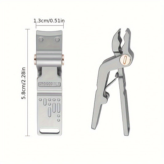 Crocodile Shaped Nail Clipper & File Set, High Steel, Portable & Ultra-thin
