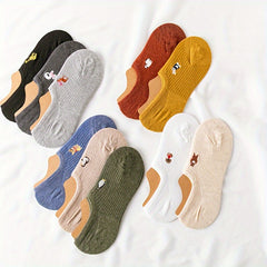 10 Pairs Women's Animal Embroidery Hidden Socks