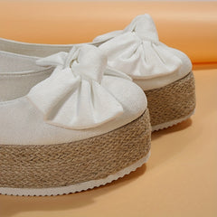 Women's Bowknot Platform Slip On Low Espadrilles Bottom Shoes