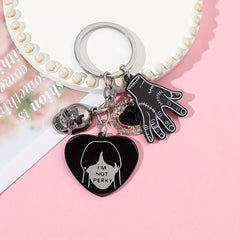 Kids Cartoon Skull Hand Claw & Rhinestone Heart Keychain