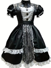 Halloween Lolita Lace Dress Illusion Neckline Puff Sleeve A-Line
