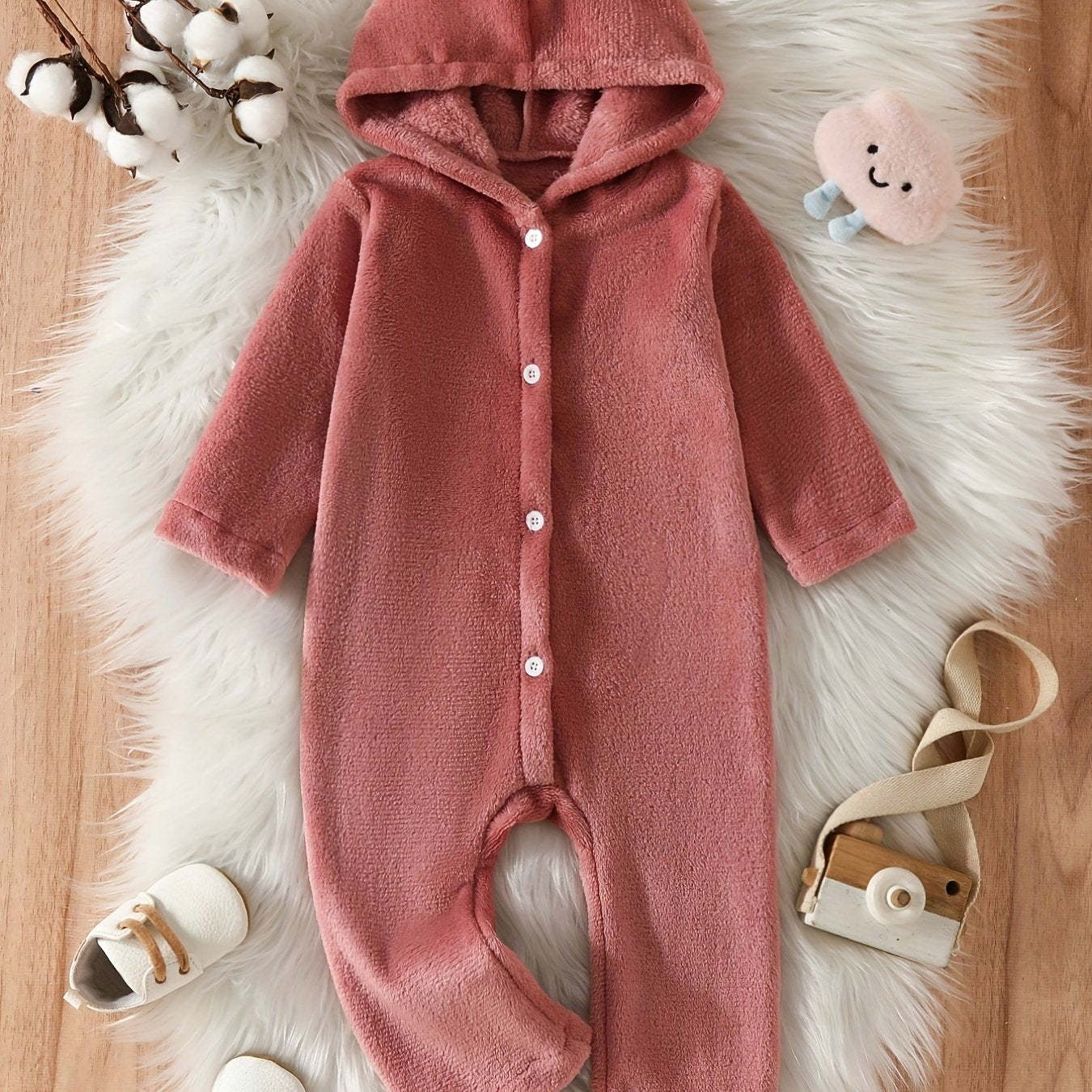 Baby Hooded Flannel Warm Jumpsuit