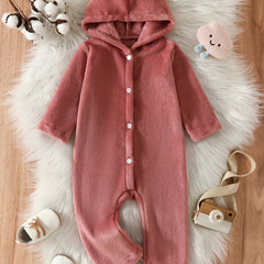 Baby Hooded Flannel Warm Jumpsuit